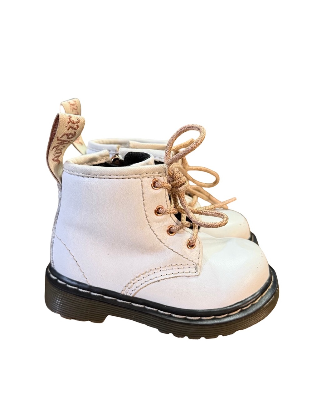 Dr. Martens 1460 Toddler White Leather Zip Combat Boots Size 5